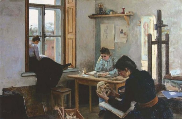 Una imagen de mujeres artistas en la colonia de Abramtsevo. Helena Polenova